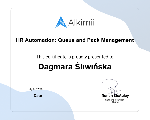 HR Automation: Queue and Pack Management Certificate