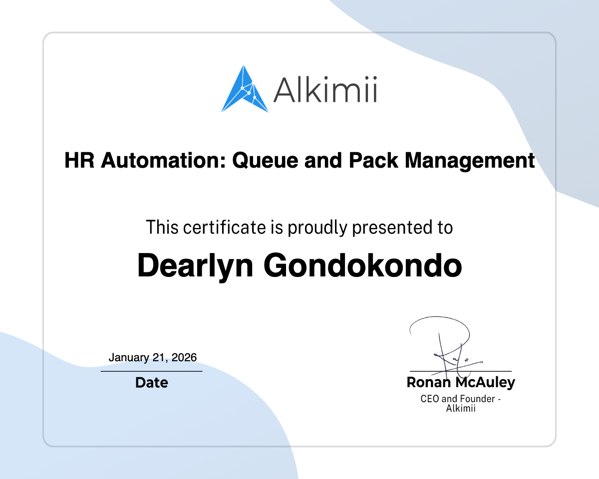 HR Automation: Queue and Pack Management Certificate