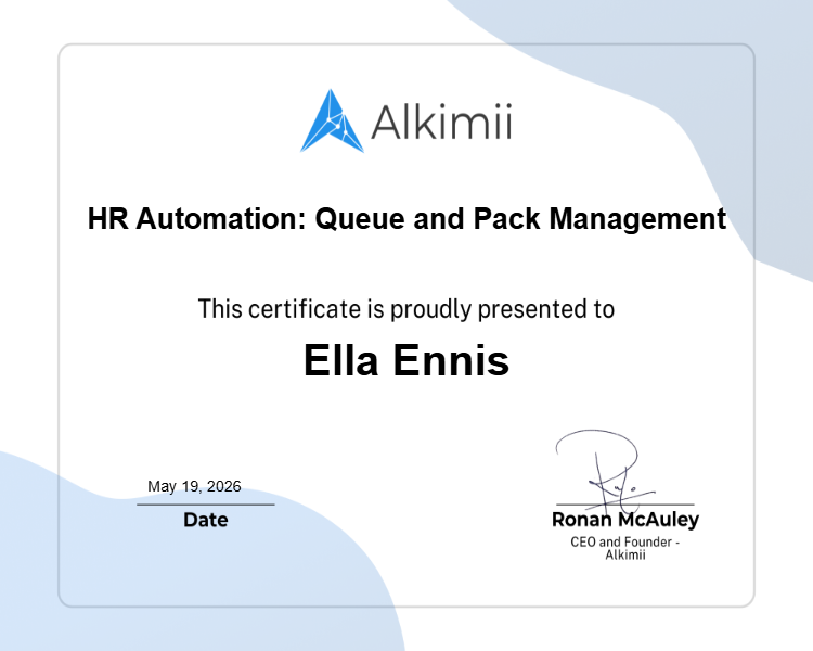 HR Automation: Queue and Pack Management Certificate