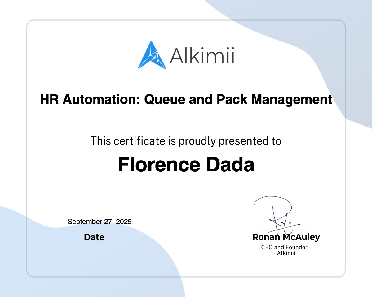 HR Automation: Queue and Pack Management Certificate