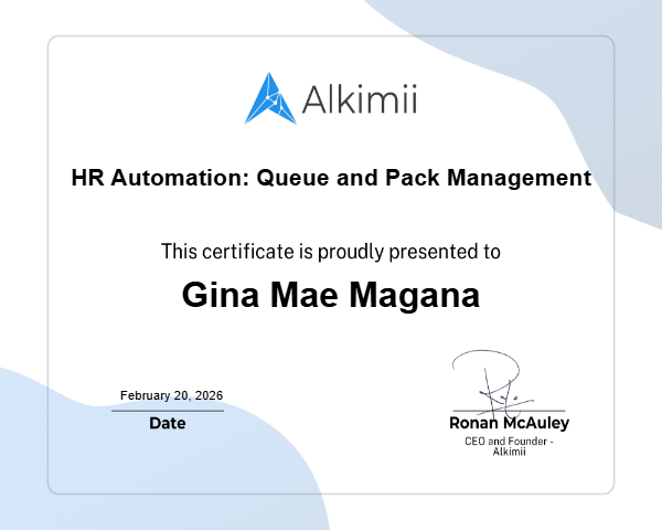 HR Automation: Queue and Pack Management Certificate