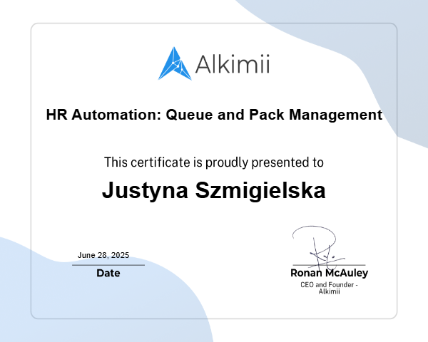 HR Automation: Queue and Pack Management Certificate