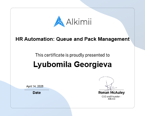 HR Automation: Queue and Pack Management Certificate