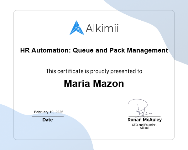 HR Automation: Queue and Pack Management Certificate