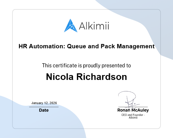 HR Automation: Queue and Pack Management Certificate