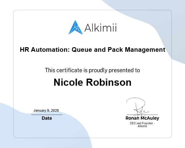 HR Automation: Queue and Pack Management Certificate