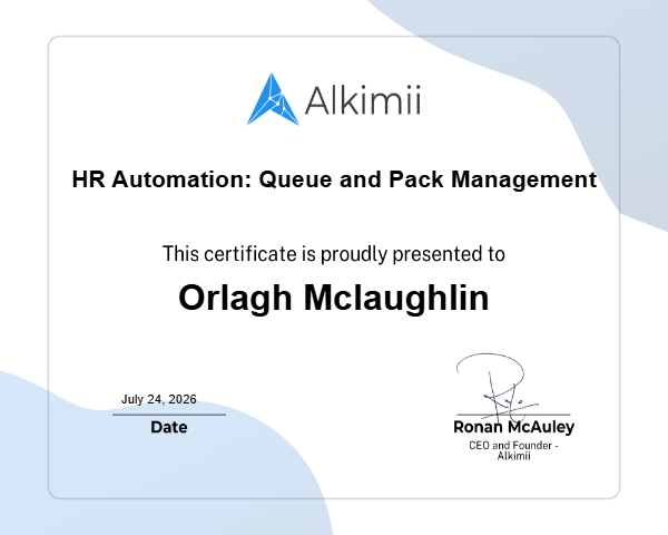 HR Automation: Queue and Pack Management Certificate