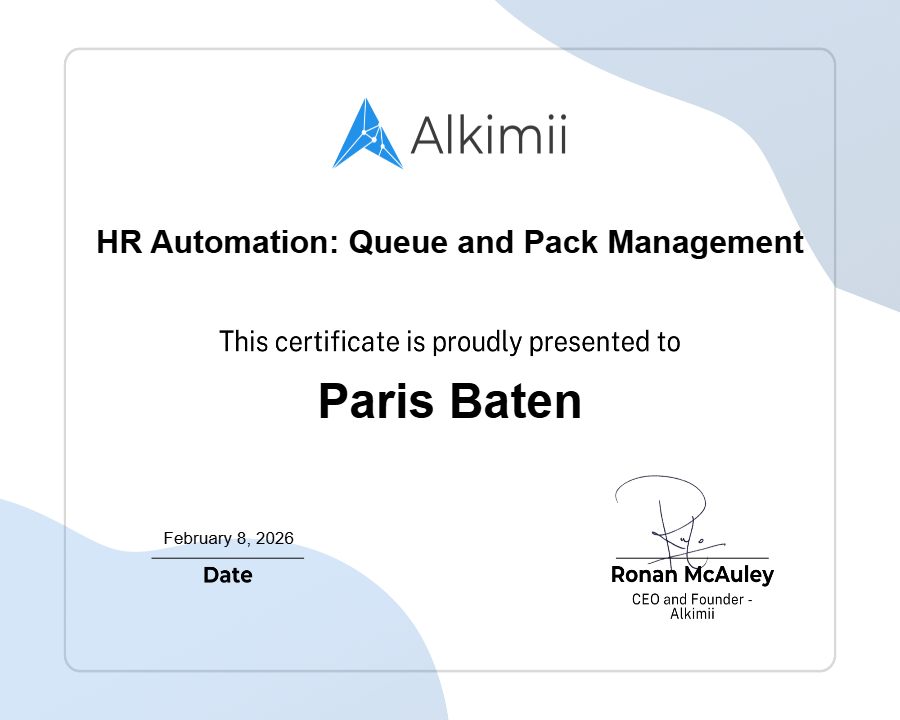 HR Automation: Queue and Pack Management Certificate