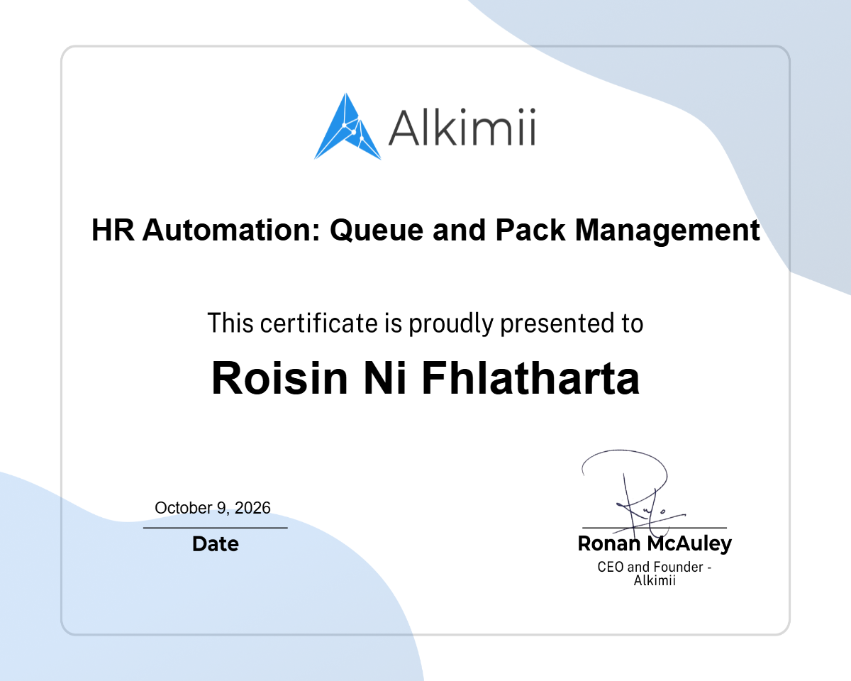 HR Automation: Queue and Pack Management Certificate