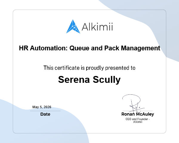 HR Automation: Queue and Pack Management Certificate