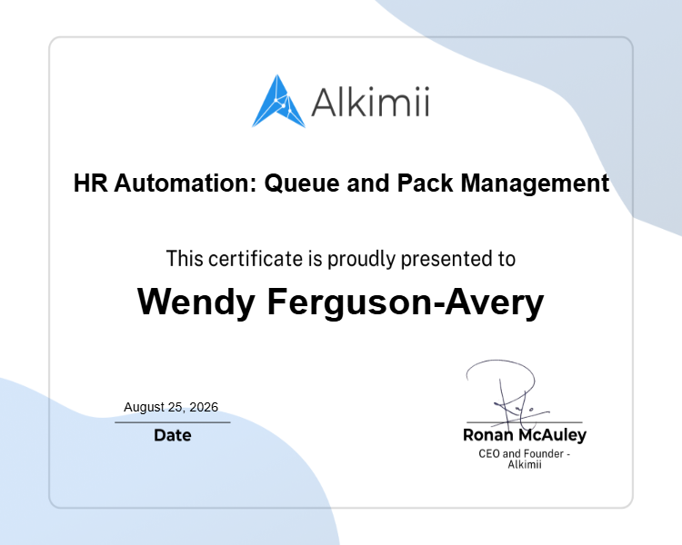 HR Automation: Queue and Pack Management Certificate
