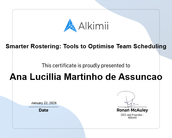 Smarter Rostering: Tools to Optimise Team Scheduling Certificate