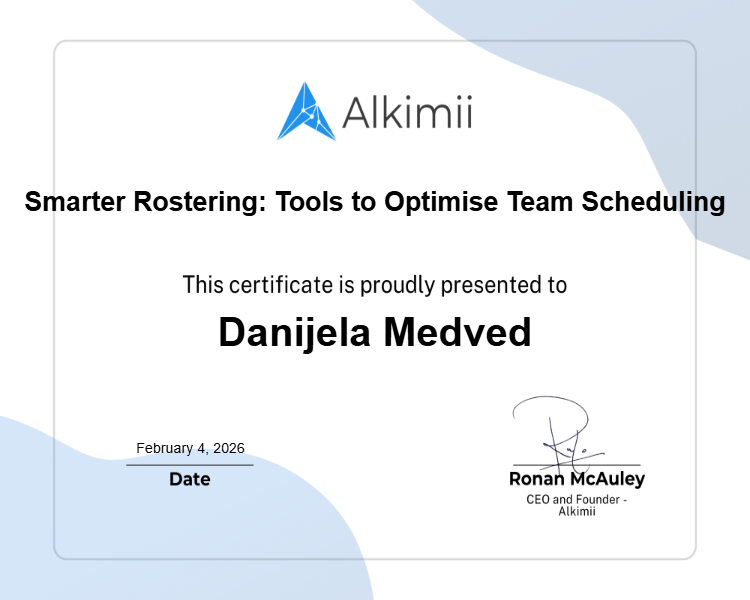 Smarter Rostering: Tools to Optimise Team Scheduling Certificate