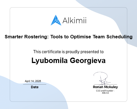 Smarter Rostering: Tools to Optimise Team Scheduling Certificate