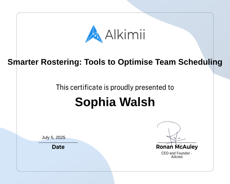 Smarter Rostering: Tools to Optimise Team Scheduling Certificate